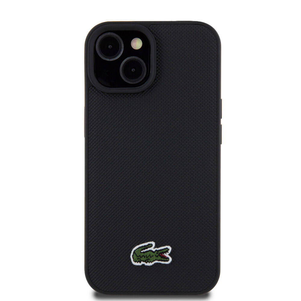 iPhone 15 Kılıf Lacoste Orjinal Lisanslı PU Pike Desenli Arka Yüzey İkonik Timsah Dokuma Logolu Kapak