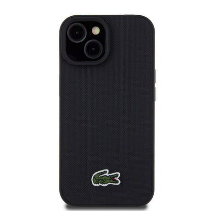 iPhone 15 Kılıf Lacoste Orjinal Lisanslı PU Pike Desenli Arka Yüzey İkonik Timsah Dokuma Logolu Kapak