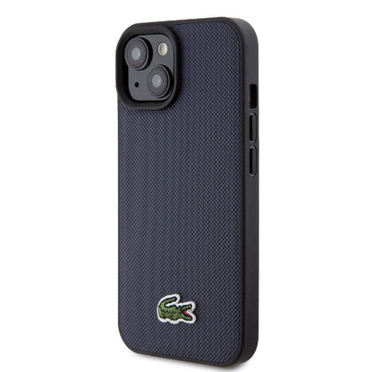 iPhone 15 Kılıf Lacoste Orjinal Lisanslı PU Pike Desenli Arka Yüzey İkonik Timsah Dokuma Logolu Kapak