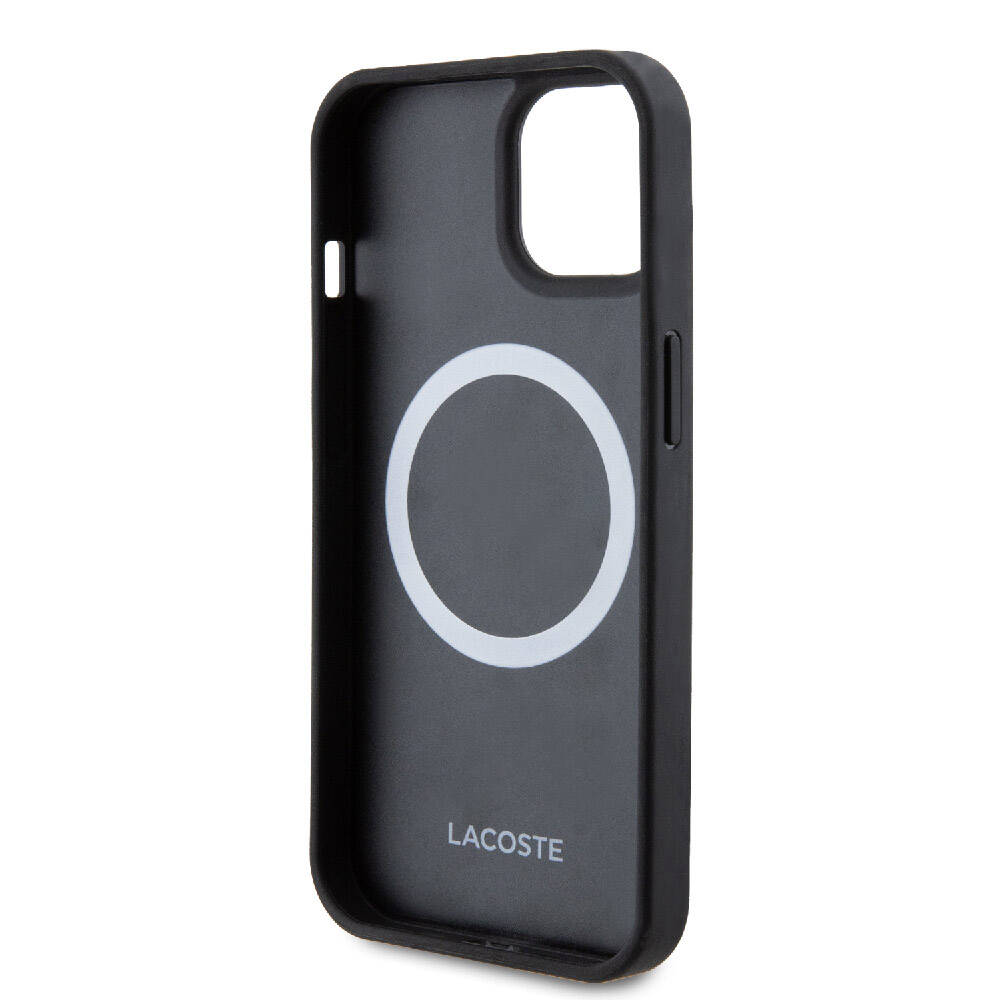 iPhone 15 Kılıf Lacoste Orjinal Lisanslı PU Pike Desenli Arka Yüzey İkonik Timsah Dokuma Logolu Kapak