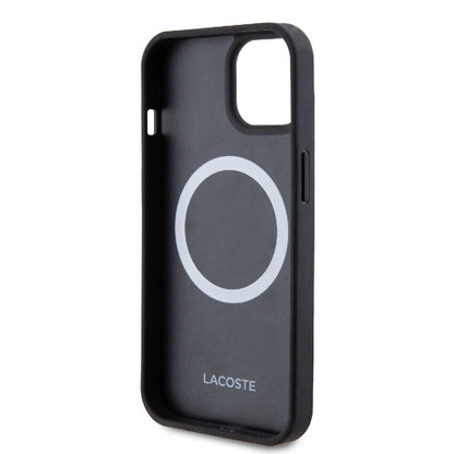 iPhone 15 Kılıf Lacoste Orjinal Lisanslı PU Pike Desenli Arka Yüzey İkonik Timsah Dokuma Logolu Kapak