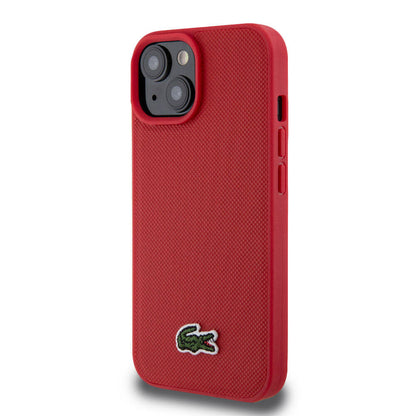 iPhone 15 Kılıf Lacoste Orjinal Lisanslı PU Pike Desenli Arka Yüzey İkonik Timsah Dokuma Logolu Kapak