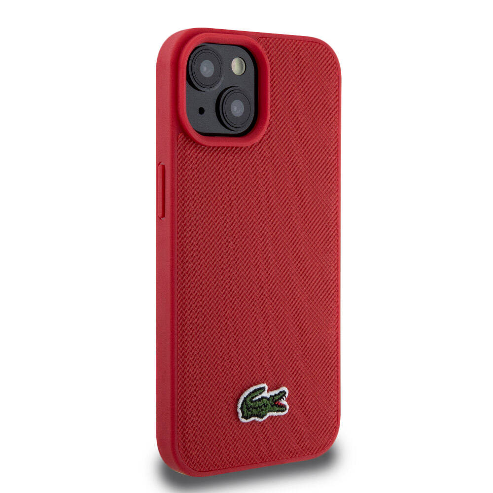 iPhone 15 Kılıf Lacoste Orjinal Lisanslı PU Pike Desenli Arka Yüzey İkonik Timsah Dokuma Logolu Kapak