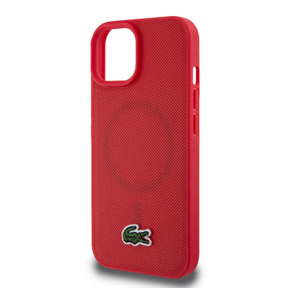 iPhone 15 Kılıf Lacoste Orjinal Lisanslı PU Pike Desenli Arka Yüzey İkonik Timsah Dokuma Logolu Kapak
