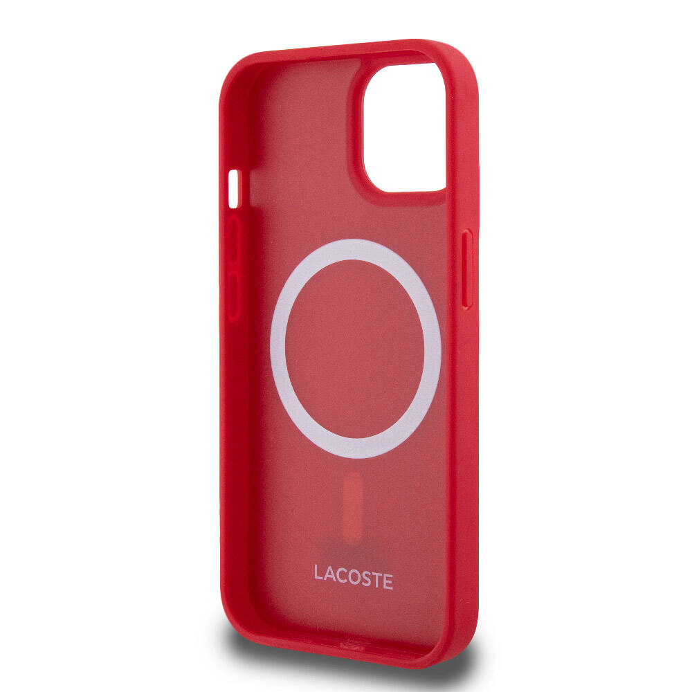 iPhone 15 Kılıf Lacoste Orjinal Lisanslı PU Pike Desenli Arka Yüzey İkonik Timsah Dokuma Logolu Kapak