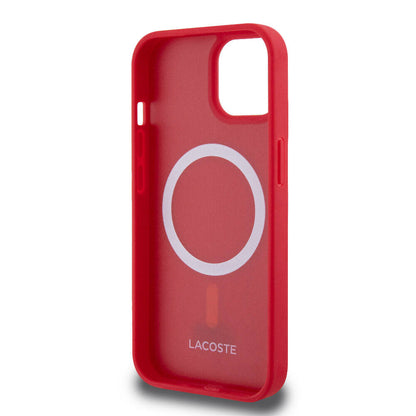 iPhone 15 Kılıf Lacoste Orjinal Lisanslı PU Pike Desenli Arka Yüzey İkonik Timsah Dokuma Logolu Kapak
