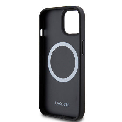 iPhone 15 Kılıf Lacoste Orjinal Lisanslı PU Pike Desenli Arka Yüzey İkonik Timsah Dokuma Logolu Kapak + Type-C Kablo 1.5m