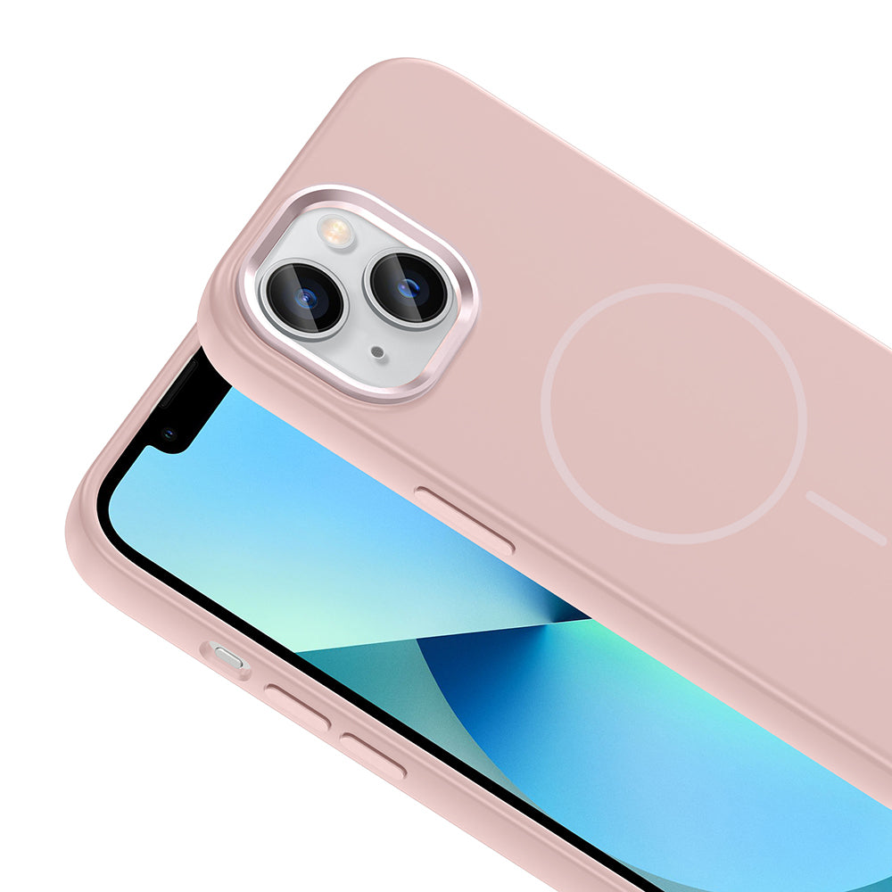Apple iPhone 15 Kılıf M-Safe Şarj Özellikli Metal Kamera Çerçeveli Zore Edi Silikon Kapak