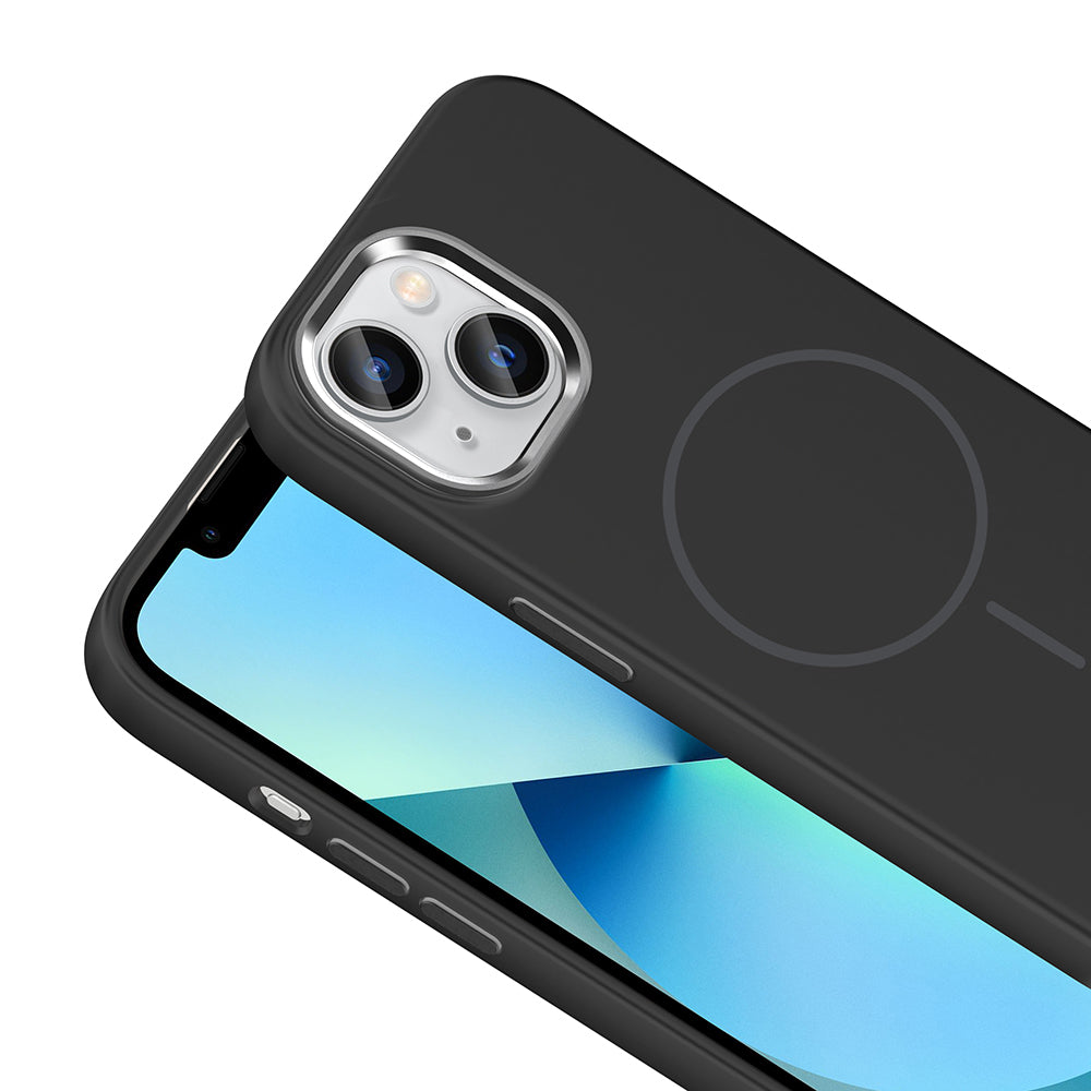 Apple iPhone 15 Kılıf M-Safe Şarj Özellikli Metal Kamera Çerçeveli Zore Edi Silikon Kapak