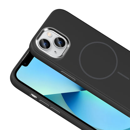 Apple iPhone 15 Kılıf M-Safe Şarj Özellikli Metal Kamera Çerçeveli Zore Edi Silikon Kapak