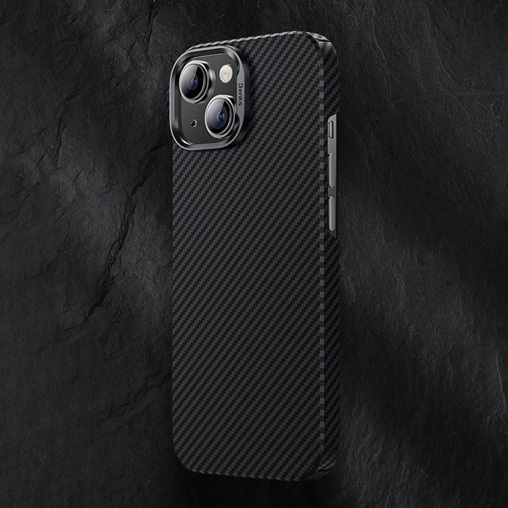 iPhone 15 Kılıf M-safe Özellikli Karbon Fiber Benks Essential ArmorAir 600D Kevlar Kapak
