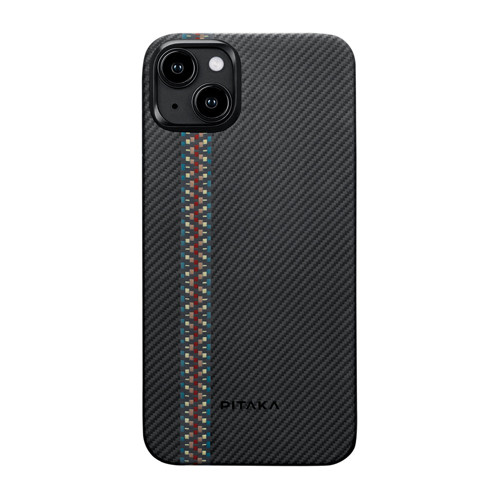 iPhone 15 Kılıf M-safe Şarj Özellikli 600D Aramid Fiber Pitaka Tactile Woven Orchestra Serisi Rhapsody Kapak