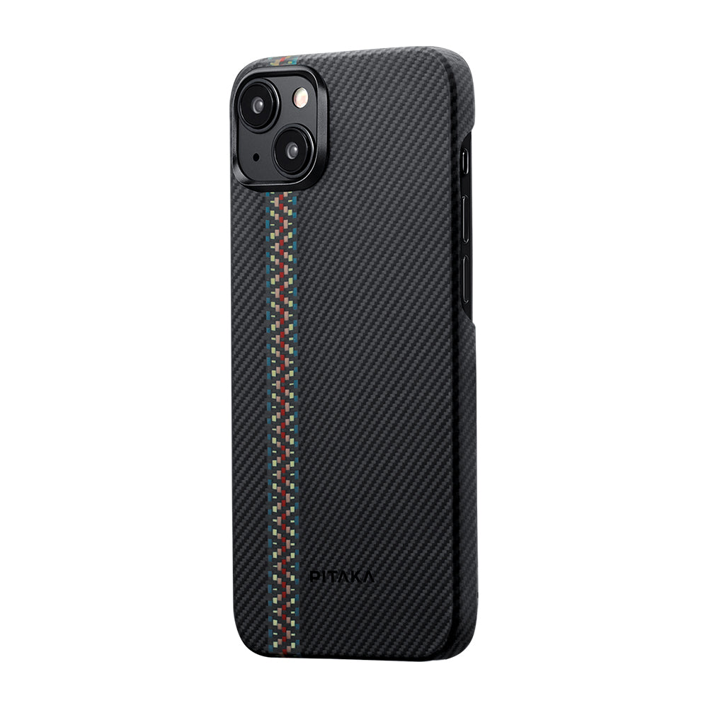 iPhone 15 Kılıf M-safe Şarj Özellikli 600D Aramid Fiber Pitaka Tactile Woven Orchestra Serisi Rhapsody Kapak