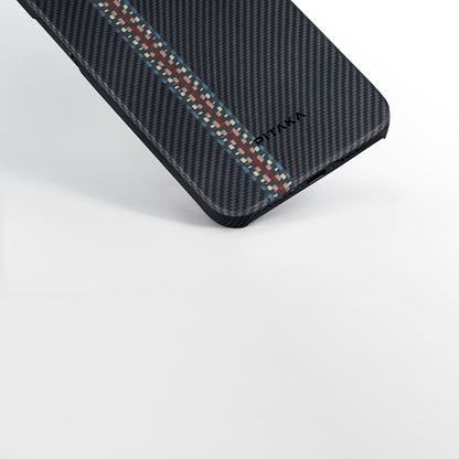 iPhone 15 Kılıf M-safe Şarj Özellikli 600D Aramid Fiber Pitaka Tactile Woven Orchestra Serisi Rhapsody Kapak
