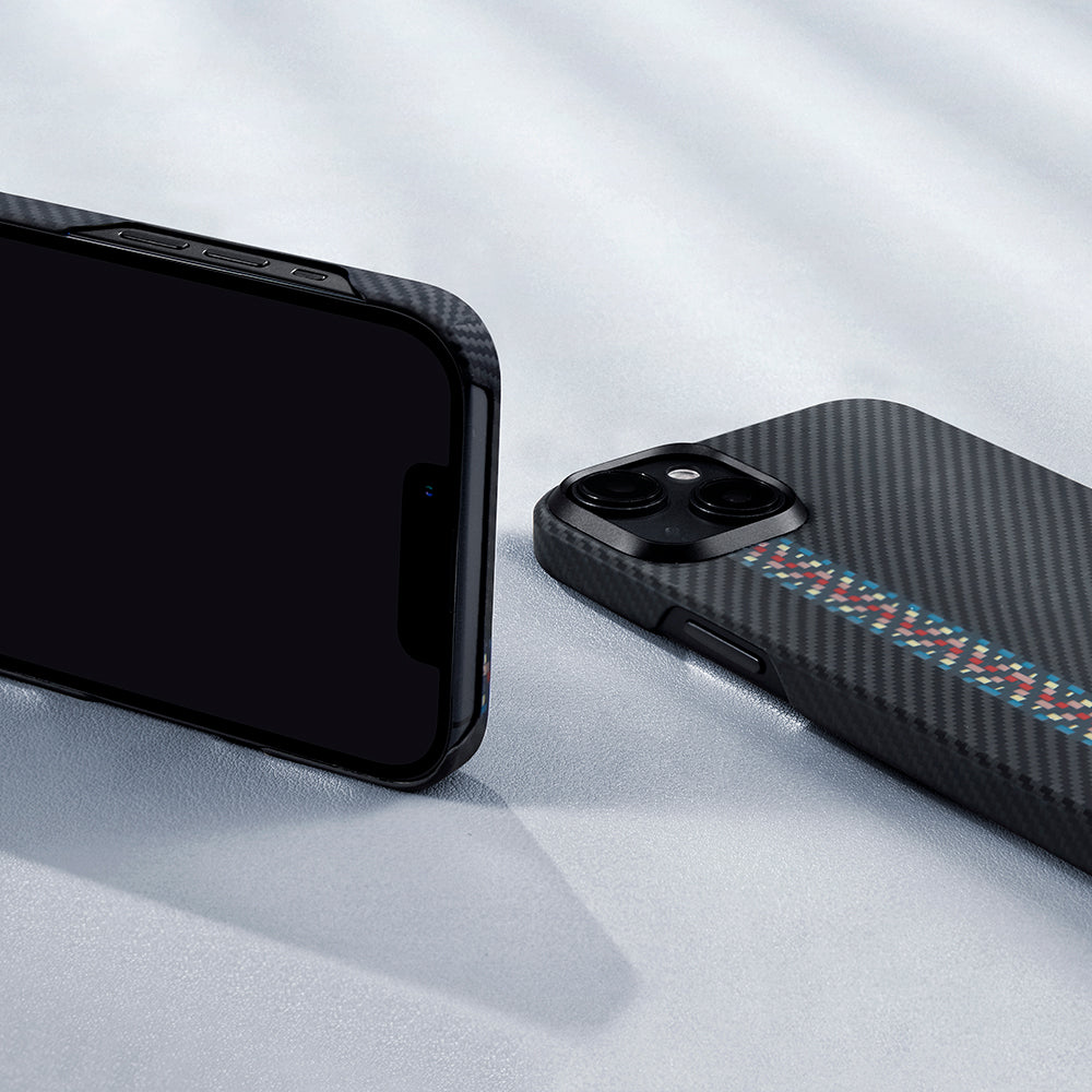 iPhone 15 Kılıf M-safe Şarj Özellikli 600D Aramid Fiber Pitaka Tactile Woven Orchestra Serisi Rhapsody Kapak