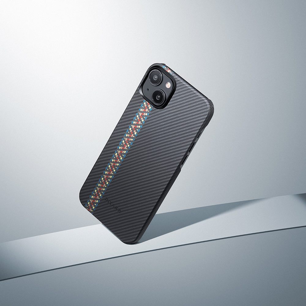 iPhone 15 Kılıf M-safe Şarj Özellikli 600D Aramid Fiber Pitaka Tactile Woven Orchestra Serisi Rhapsody Kapak