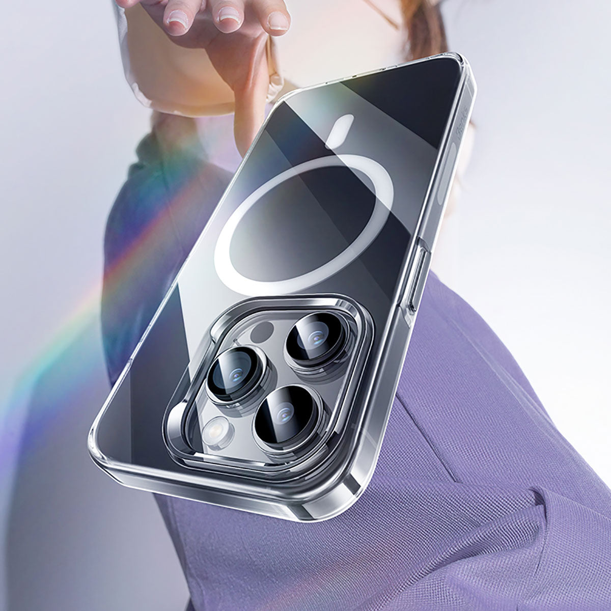 iPhone 15 Kılıf M-safe Şarj Özellikli Benks Crystal Serisi Şeffaf Kapak