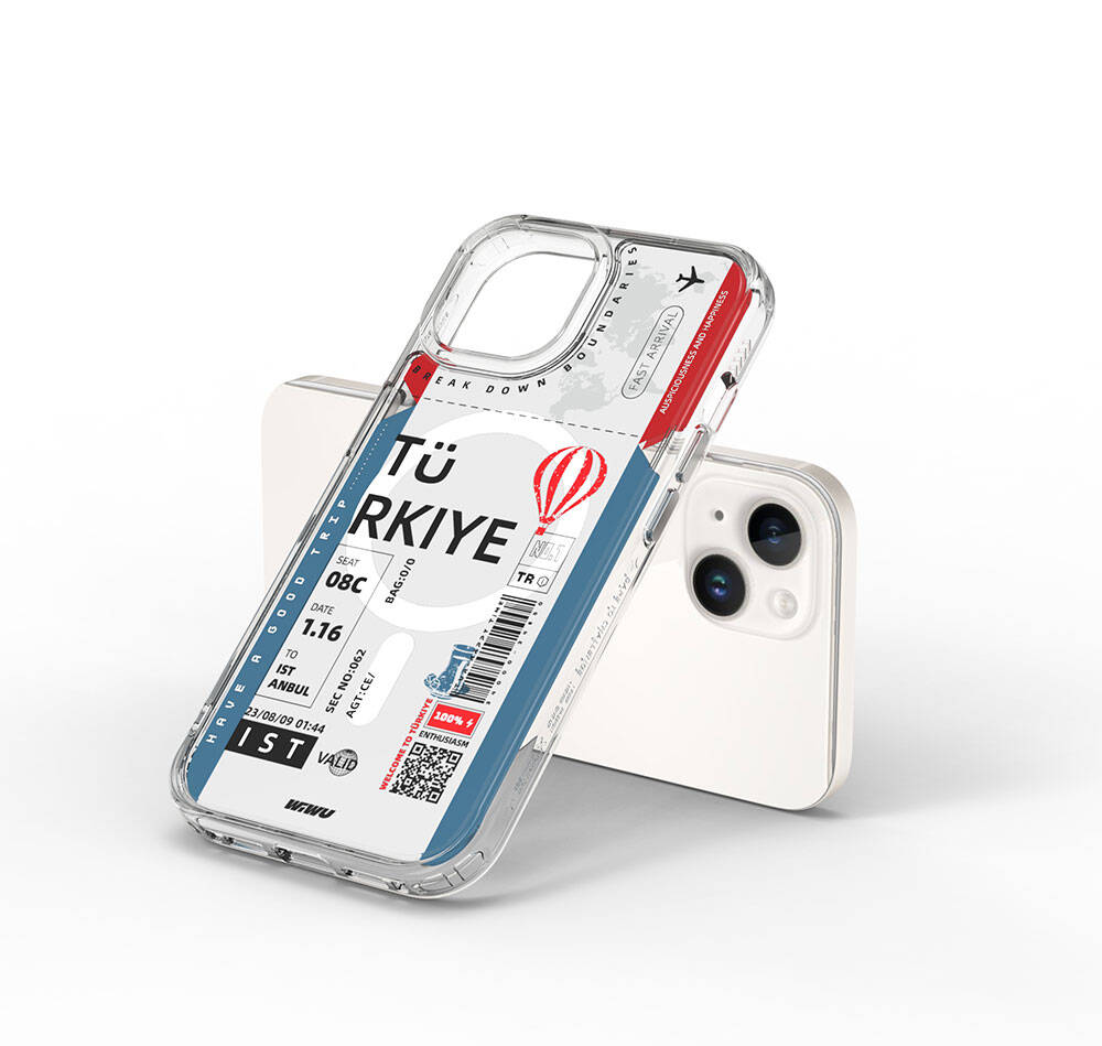 iPhone 15 Kılıf M-safe Şarj Özellikli Bilet Desenli Wiwu Turkey B Serisi Kapak