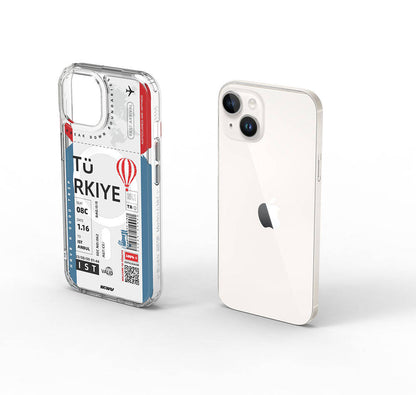 iPhone 15 Kılıf M-safe Şarj Özellikli Bilet Desenli Wiwu Turkey B Serisi Kapak