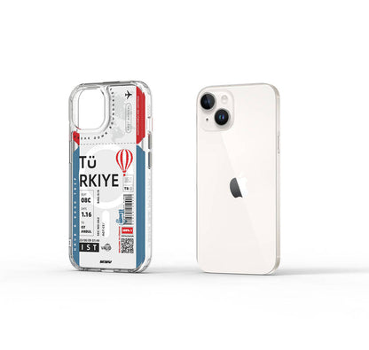 iPhone 15 Kılıf M-safe Şarj Özellikli Bilet Desenli Wiwu Turkey B Serisi Kapak