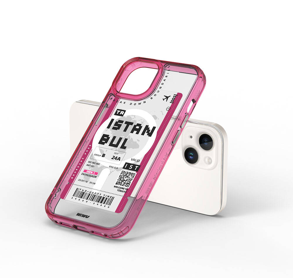 iPhone 15 Kılıf M-safe Şarj Özellikli Bilet Desenli Wiwu Turkey B Serisi Kapak