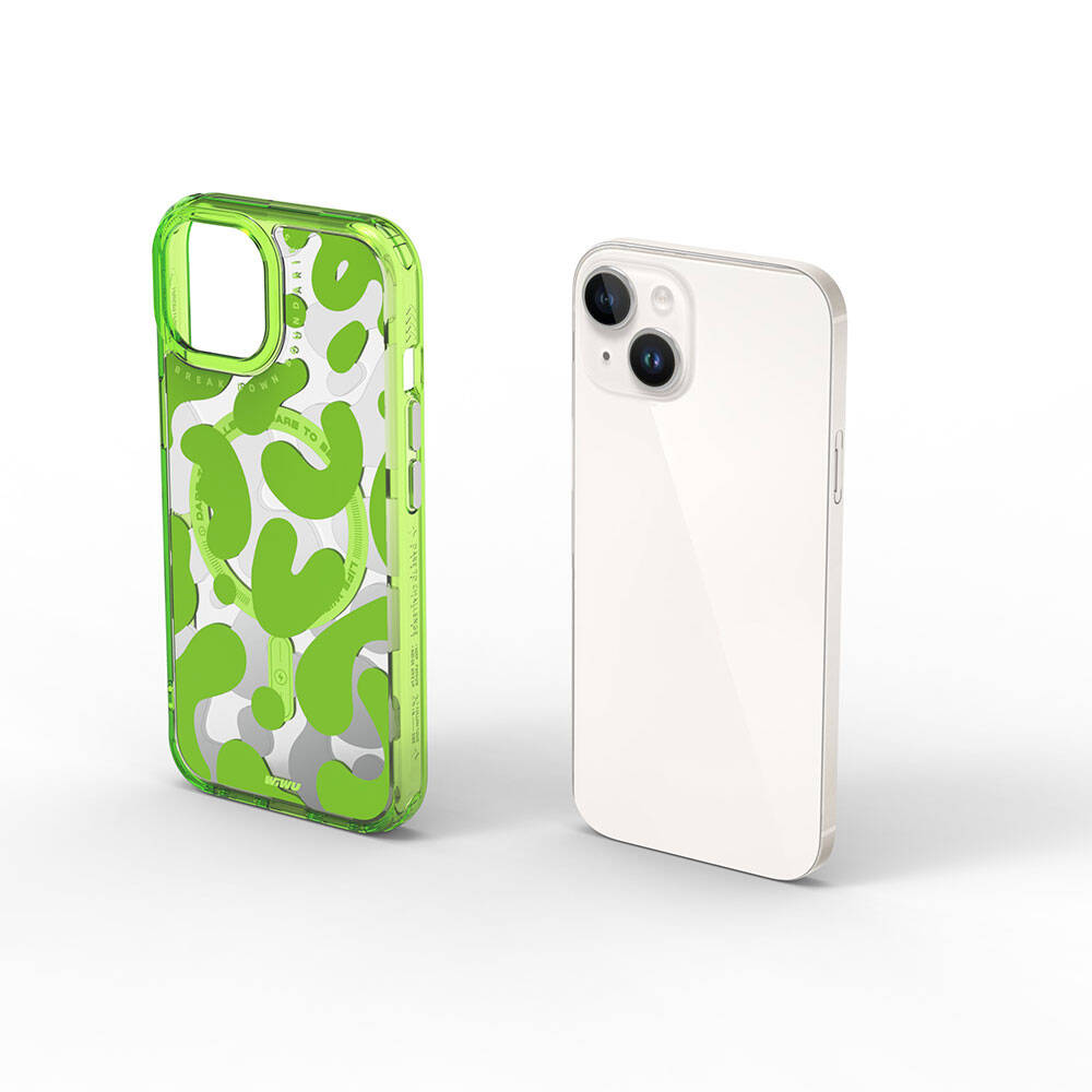 iPhone 15 Kılıf M-safe Şarj Özellikli Boya Desenli Wiwu Fluorescent G Serisi Kapak