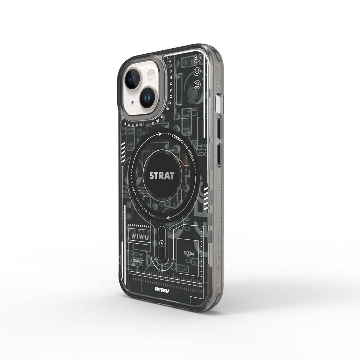 iPhone 15 Kılıf M-safe Şarj Özellikli Desenli Wiwu Mecha Circuit H Serisi Kapak
