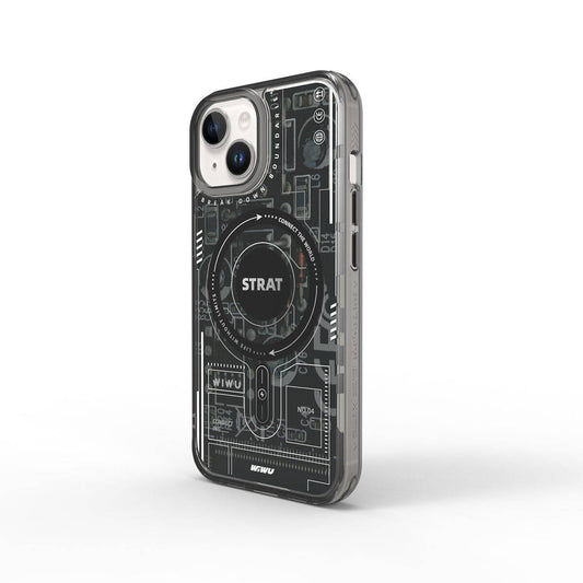 iPhone 15 Kılıf M-safe Şarj Özellikli Desenli Wiwu Mecha Circuit H Serisi Kapak