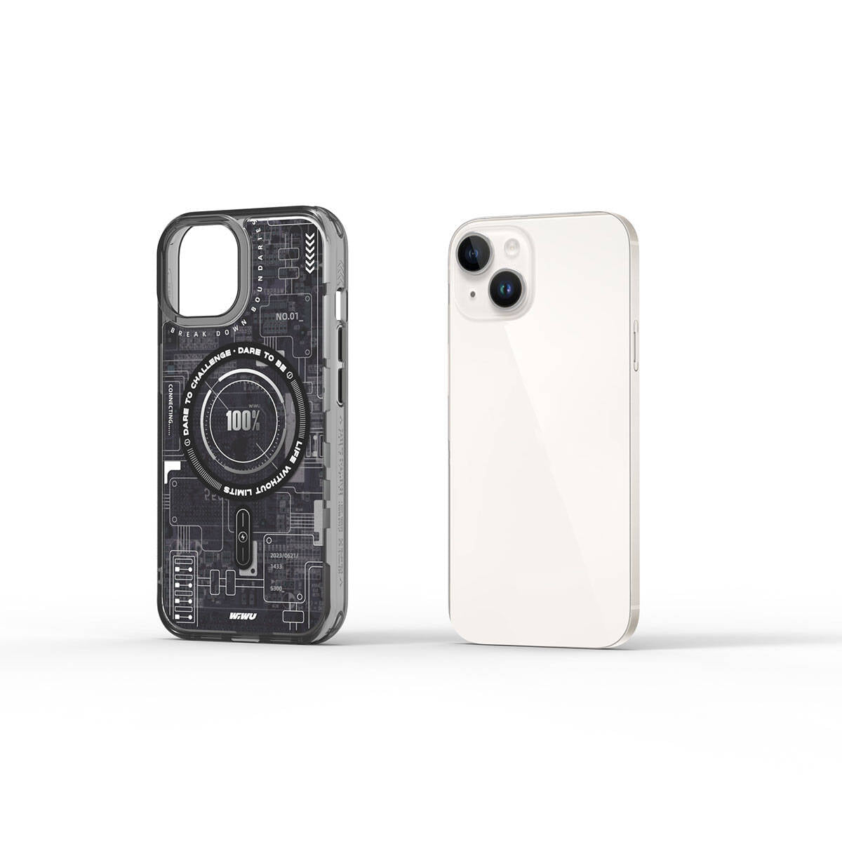 iPhone 15 Kılıf M-safe Şarj Özellikli Desenli Wiwu Mecha Circuit H Serisi Kapak