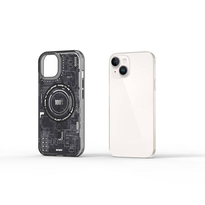 iPhone 15 Kılıf M-safe Şarj Özellikli Desenli Wiwu Mecha Circuit H Serisi Kapak