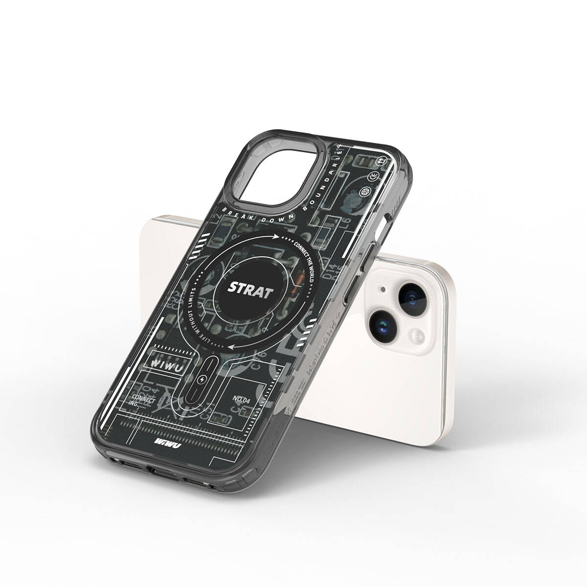 iPhone 15 Kılıf M-safe Şarj Özellikli Desenli Wiwu Mecha Circuit H Serisi Kapak