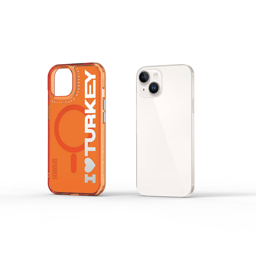 iPhone 15 Kılıf M-safe Şarj Özellikli I Love Turkey Yazı Desenli Wiwu Turkey E Serisi Kapak