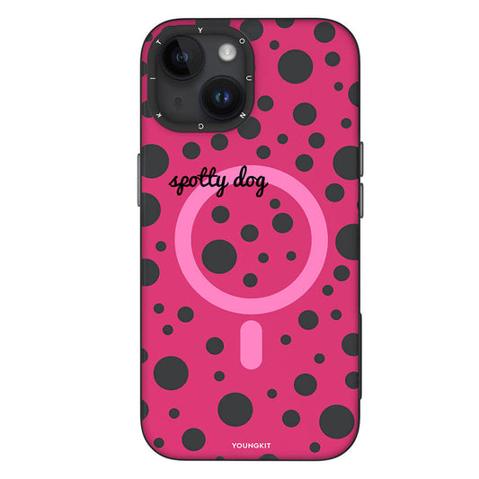 iPhone 15 Kılıf M-safe Şarj Özellikli Polka Dot Desenli Youngkit Spots Serisi Kapak