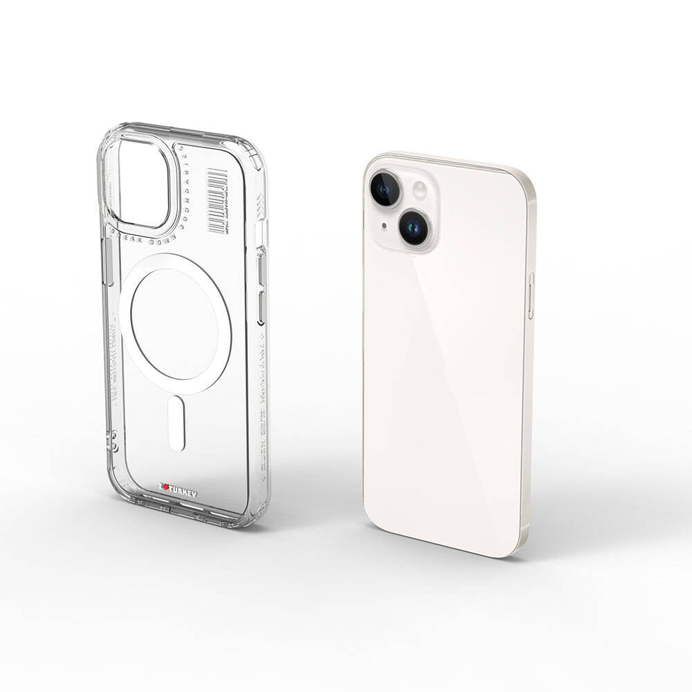 iPhone 15 Kılıf M-safe Şarj Özellikli Şeffaf Transparan Wiwu Turkey D Serisi Kapak