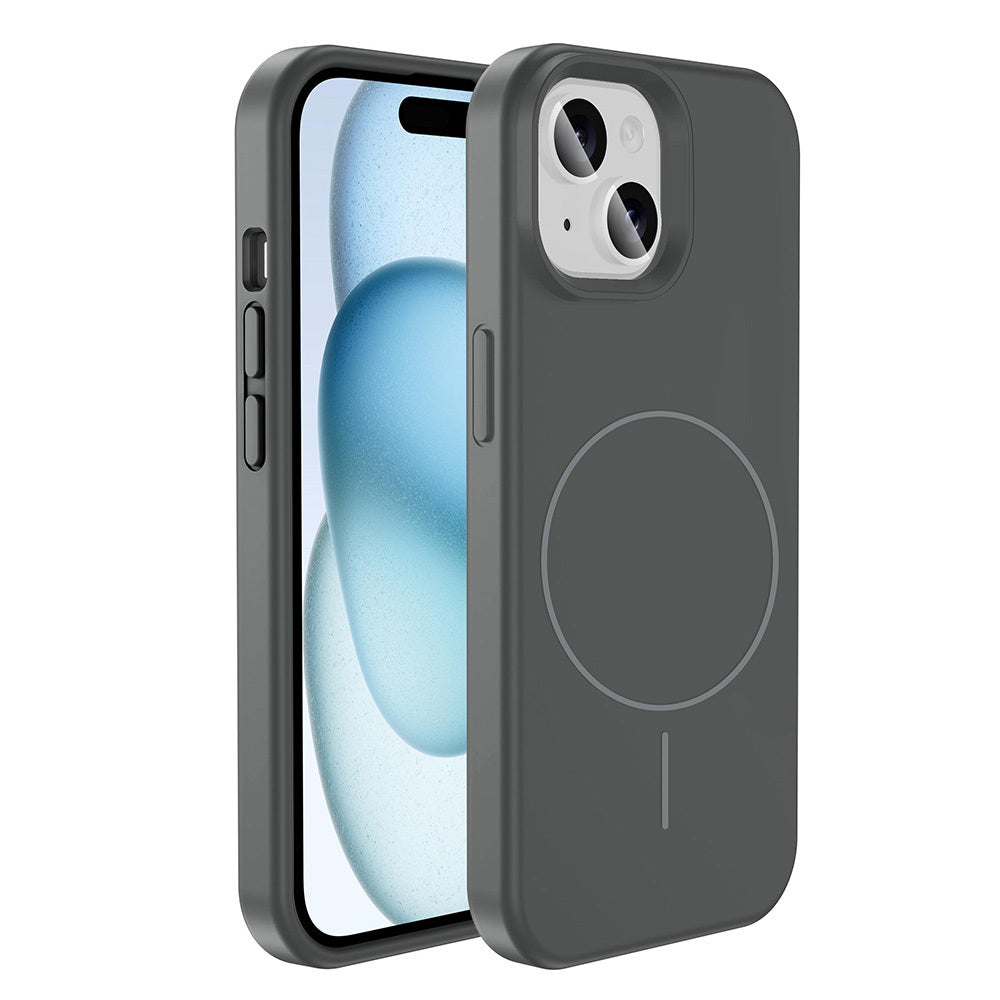 Apple iPhone 15 Kılıf M-safe Şarj Özellikli Sıvı Teknolojili Silinebilir Sert Zore Kivi Kapak