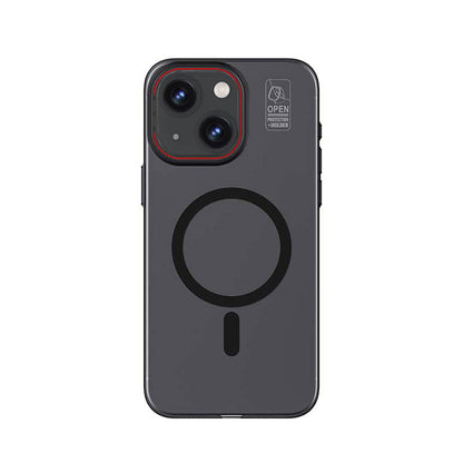 iPhone 15 Kılıf M-safe Şarj Özellikli Standlı Metal Kamera Çerçeveli Mat Recci Glaze Serisi Kapak