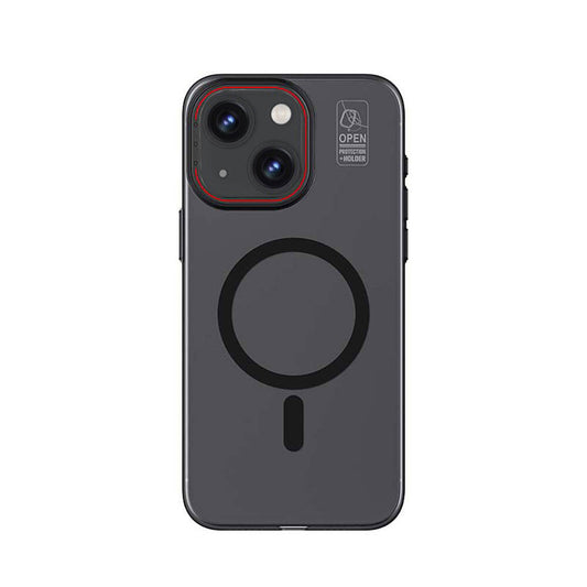 iPhone 15 Kılıf M-safe Şarj Özellikli Standlı Metal Kamera Çerçeveli Mat Recci Glaze Serisi Kapak