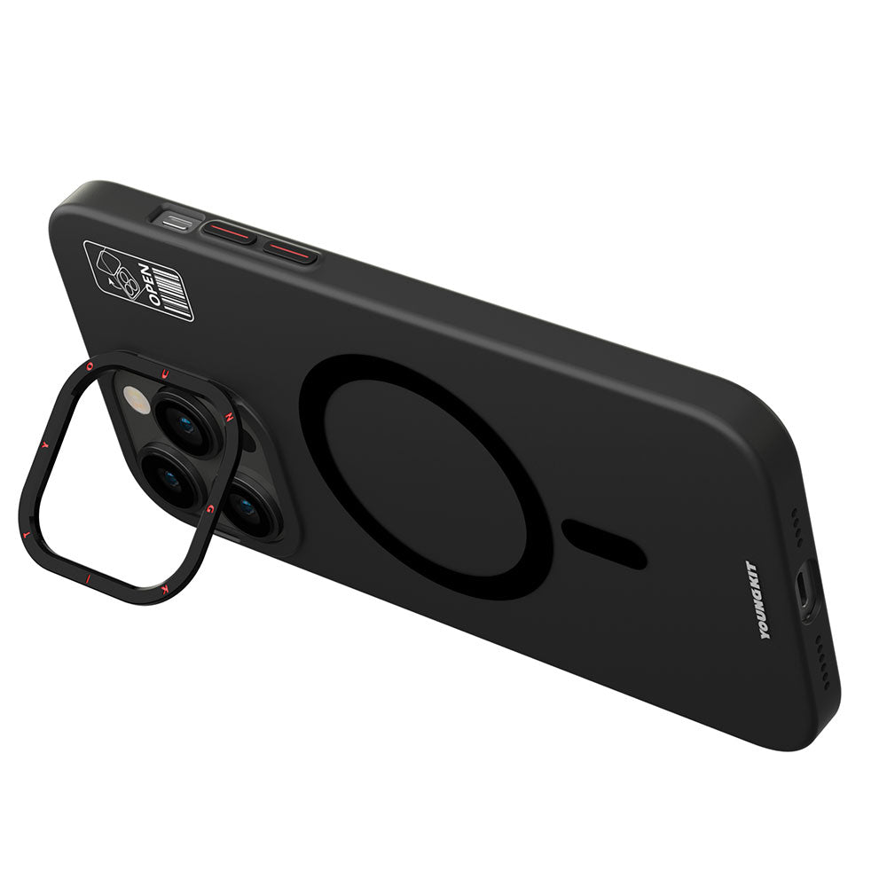iPhone 15 Kılıf M-safe Şarj Özellikli Standlı YoungKit Hermit Bracket Serisi Kapak