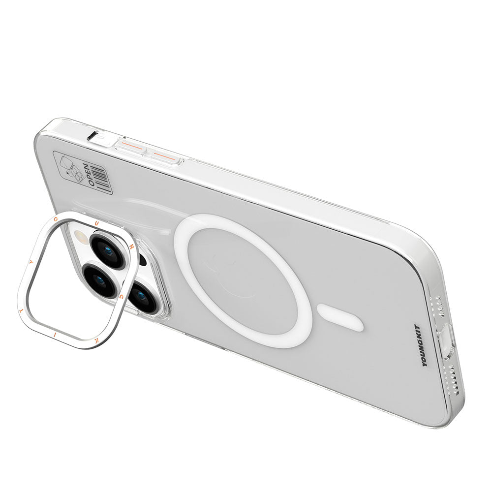 iPhone 15 Kılıf M-safe Şarj Özellikli Standlı YoungKit Hermit Bracket Serisi Kapak