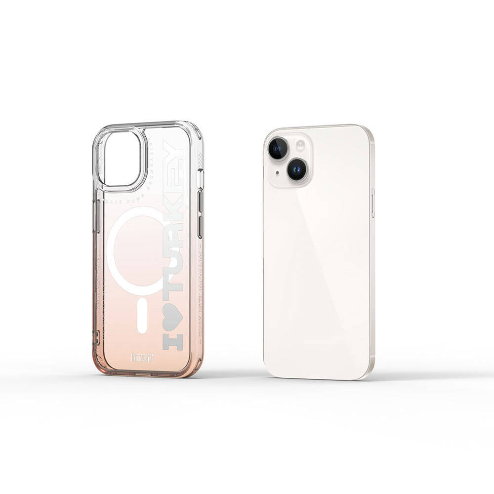 iPhone 15 Kılıf M-safe Şarj Özellikli Transparan Renk Geçişli Wiwu Turkey C Serisi Kapak