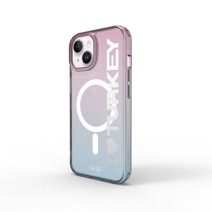 iPhone 15 Kılıf M-safe Şarj Özellikli Transparan Renk Geçişli Wiwu Turkey C Serisi Kapak