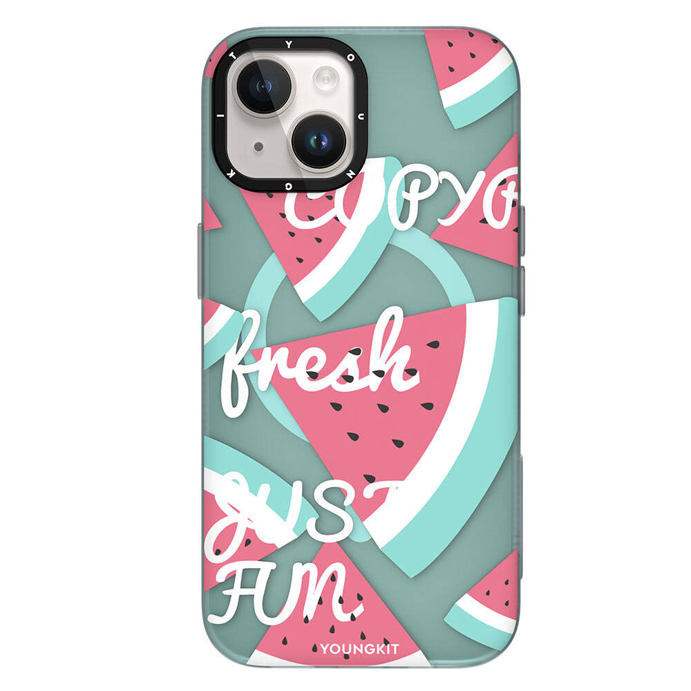 iPhone 15 Kılıf M-safe Şarj Özellikli Yaz Meyvesi Desenli Youngkit Fruity Flavour Serisi Kapak