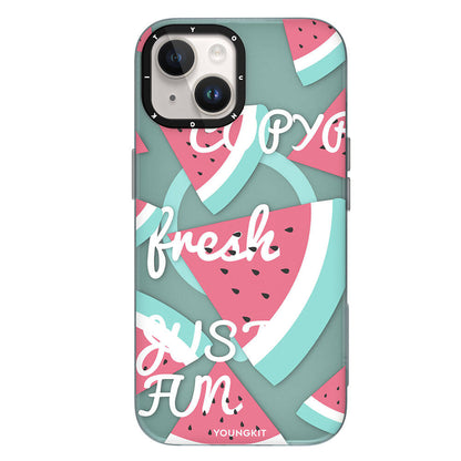 iPhone 15 Kılıf M-safe Şarj Özellikli Yaz Meyvesi Desenli Youngkit Fruity Flavour Serisi Kapak