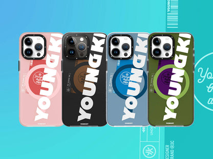 iPhone 15 Kılıf M-safe Şarj Özellikli Youngkit Binfen Serisi Yazı Temalı Kapak