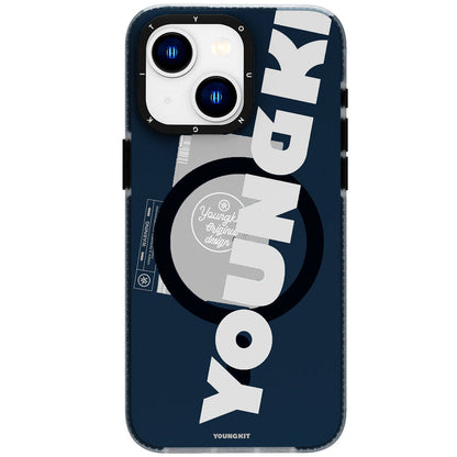 iPhone 15 Kılıf M-safe Şarj Özellikli Youngkit Binfen Serisi Yazı Temalı Kapak