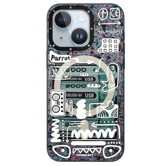 iPhone 15 Kılıf M-safe Şarj Özellikli Youngkit Dark Matter Serisi Kapak