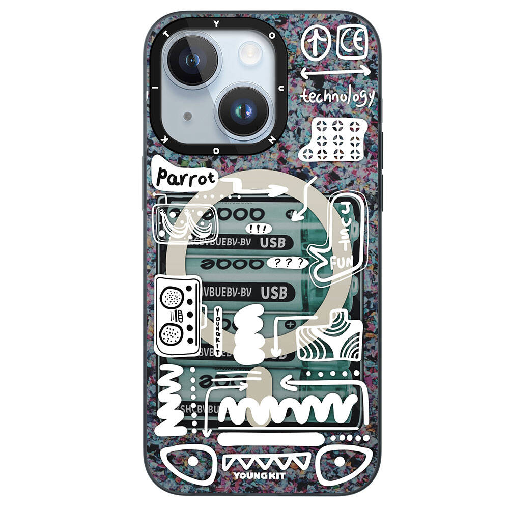 iPhone 15 Kılıf M-safe Şarj Özellikli Youngkit Dark Matter Serisi Kapak