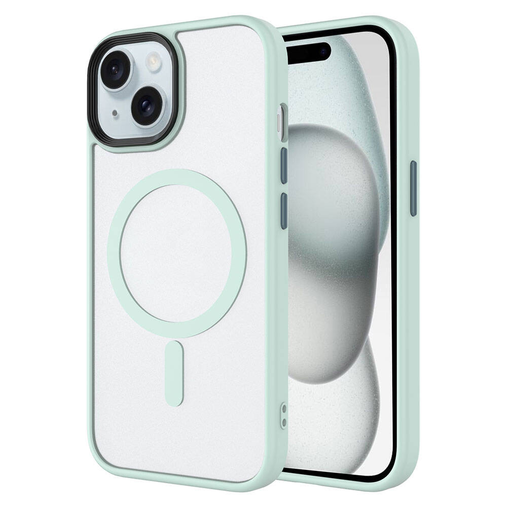 Apple iPhone 15 Kılıf Mat Arka Yüzey Wireless Şarj Özellikli Zore Flet M-safe Kapak