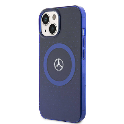 iPhone 15 Kılıf Mercedes Benz Orjinal Lisanslı M-safe Şarj Özellikli Çift Katmanlı Mavi Yıldız Desenli Kapak