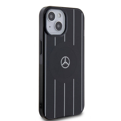 iPhone 15 Kılıf Mercedes Benz Orjinal Lisanslı M-safe Şarj Özellikli Çift Katmanlı Paralel Çizgi Desenli Kapak